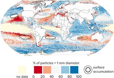 Size Dependent Transport of Floating Plastics Modeled in the Global Ocean